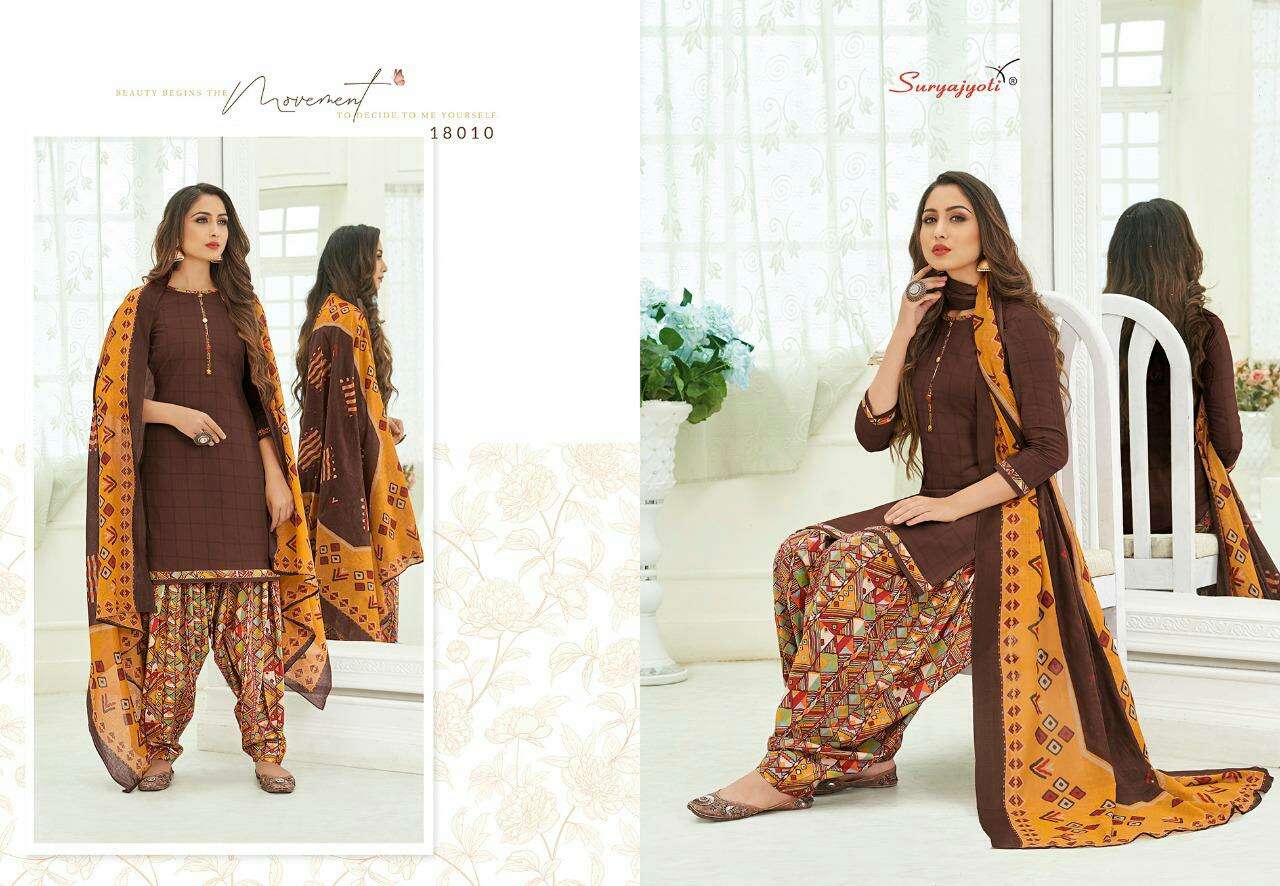 Suryajyoti Patiala Kudi Vol-18  series 18010 Designer Cotton Suit at wholesale price 
