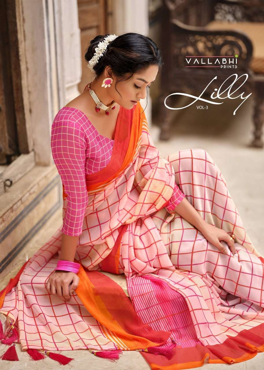 vallabhi prints lilly vol 3 series 11871-11882 georgette print saree