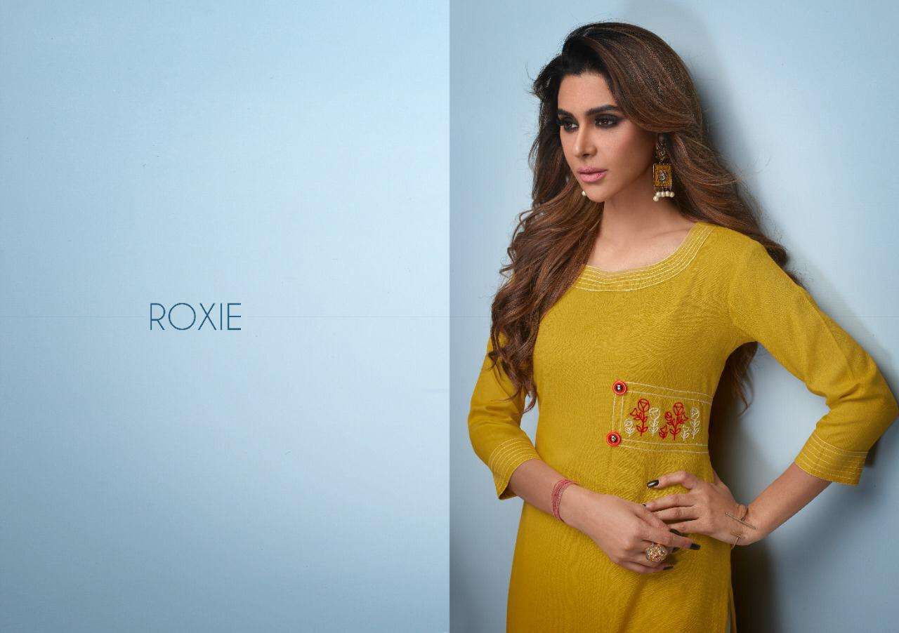 Vamika Nx Roxie series 701-708 14 kg rayon slub kurti 