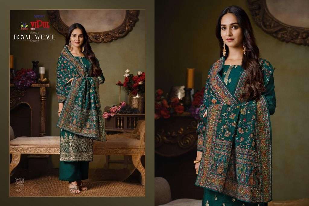 VIPUL ROYAL WEAVE DESIGNER CATONIC SILK JACQUARD SUIT 