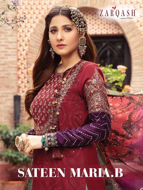 Zarqash Sateen Maria.B series 2071-2075 Faux Georgette suit