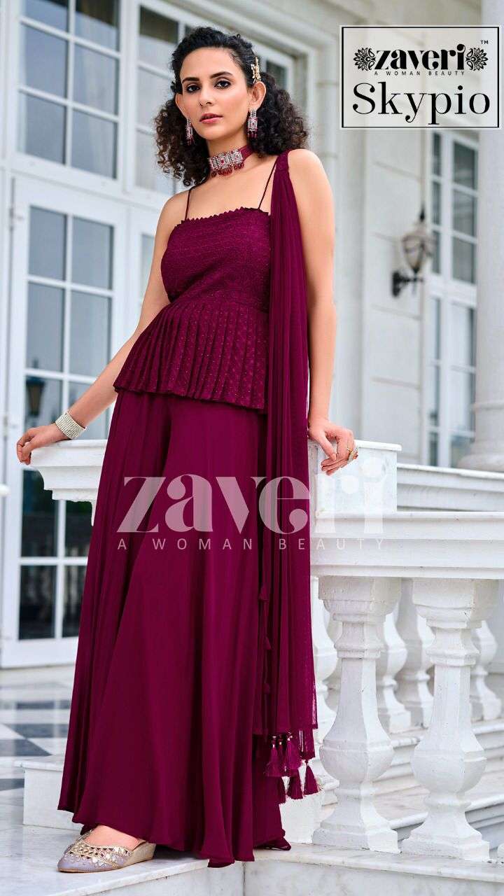 ZAVERI SKYPIO DESIGNER PURE VISCOSE GEORGETTE READYMADE SUIT 