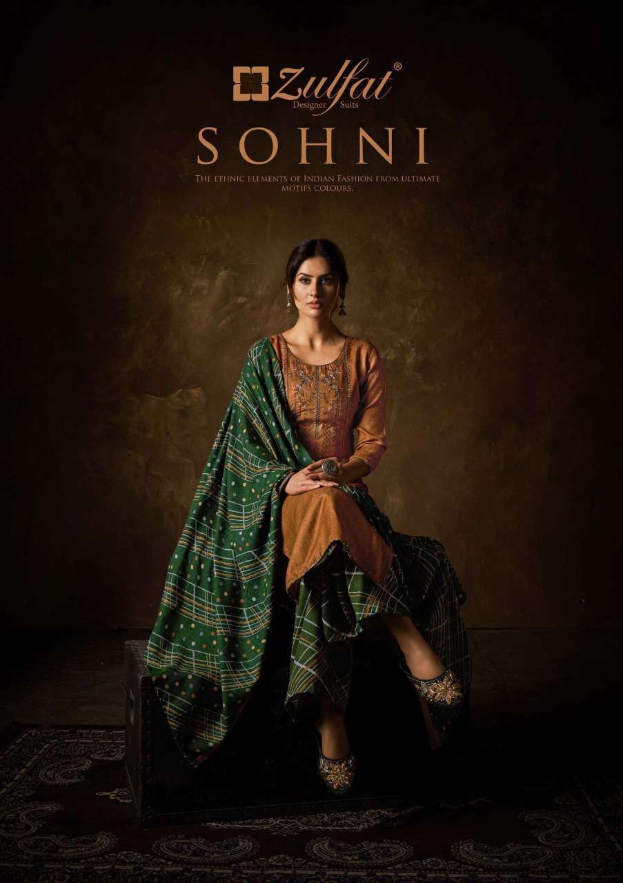 zulfat sohni series 570001-570010 Pure Pashmina Print work suit 