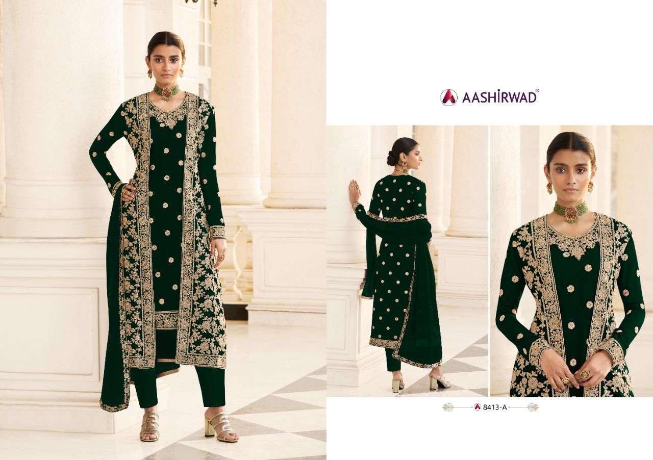 AASHIRWAD JACKET DESIGNER REAL GEORGETTE SUIT 