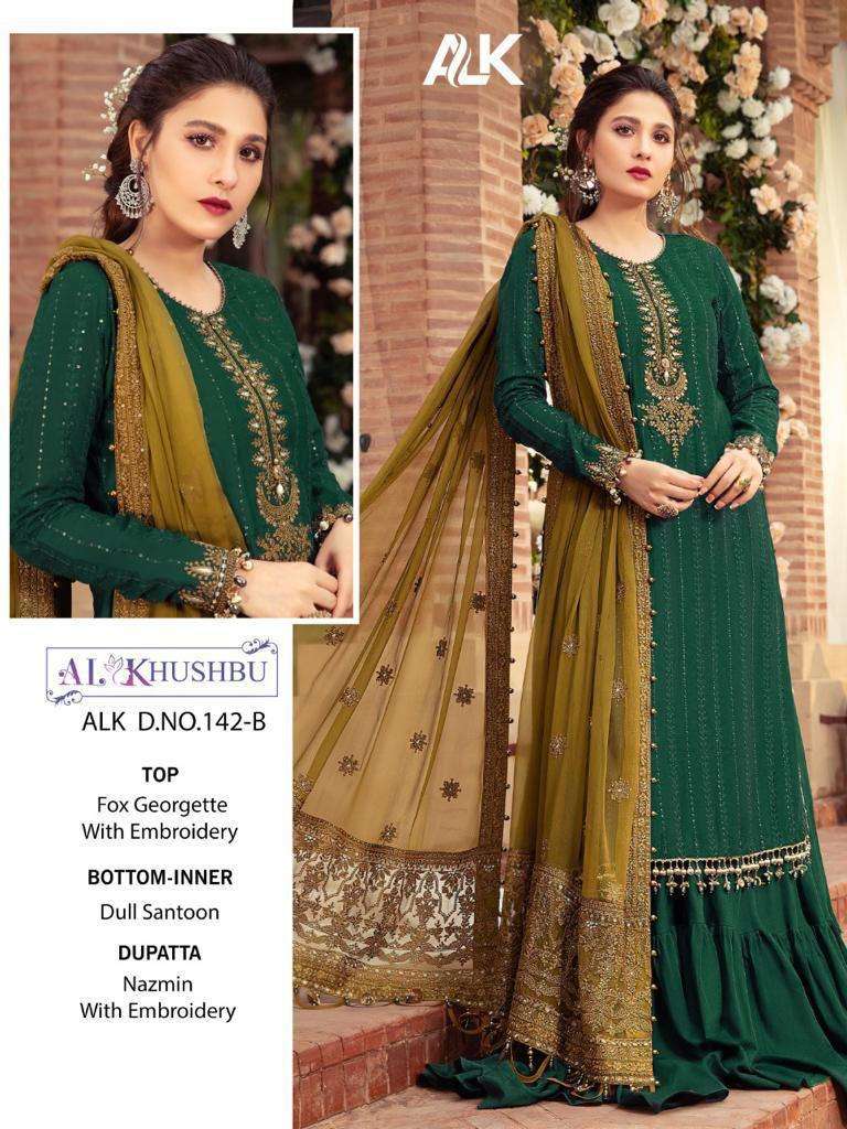 AL KHUSHBU MARIA B ALK D NO 142 DESIGNER GEORGETTE SUIT