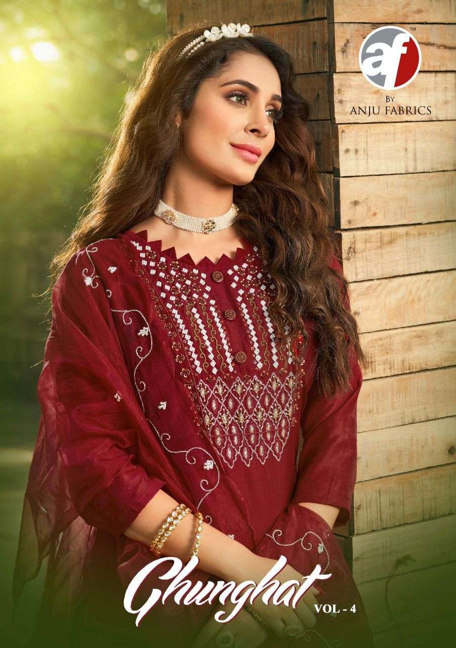 anju fab ghunghat vol 4 series 2161-2166 pure viscose silk suit 