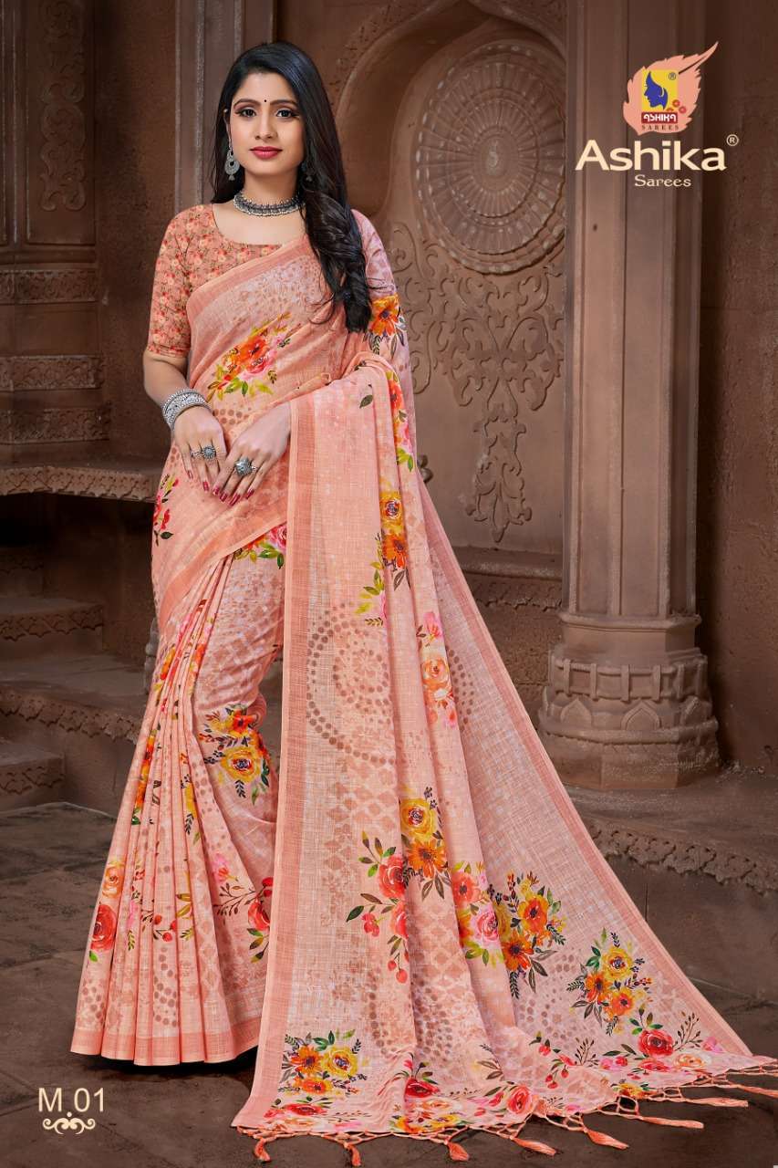 ashika mahi ve series 01-06 Linen with Digital Print saree