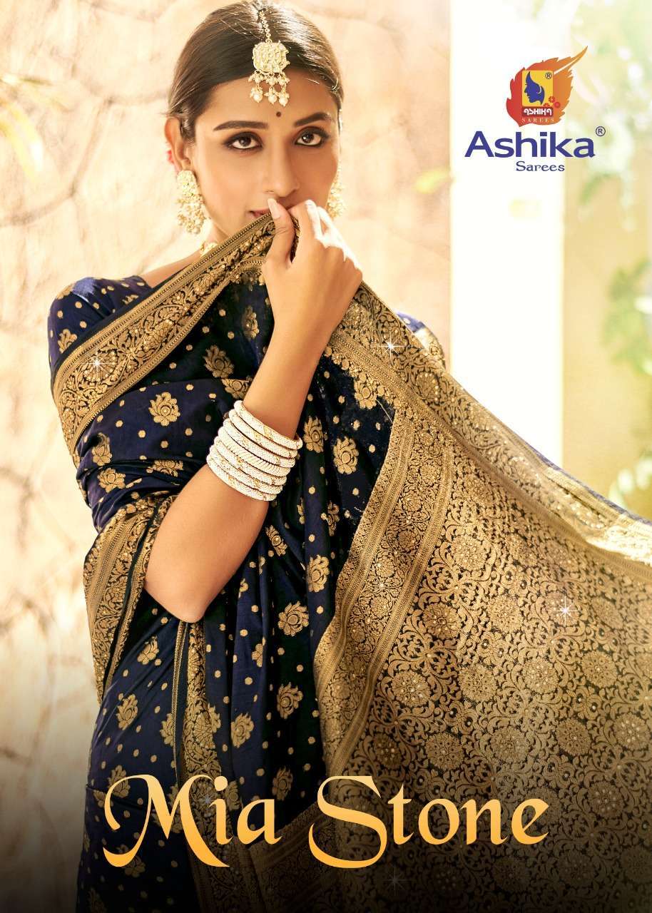 ashika mia stone series 01-08 Silk With Stone Work saree