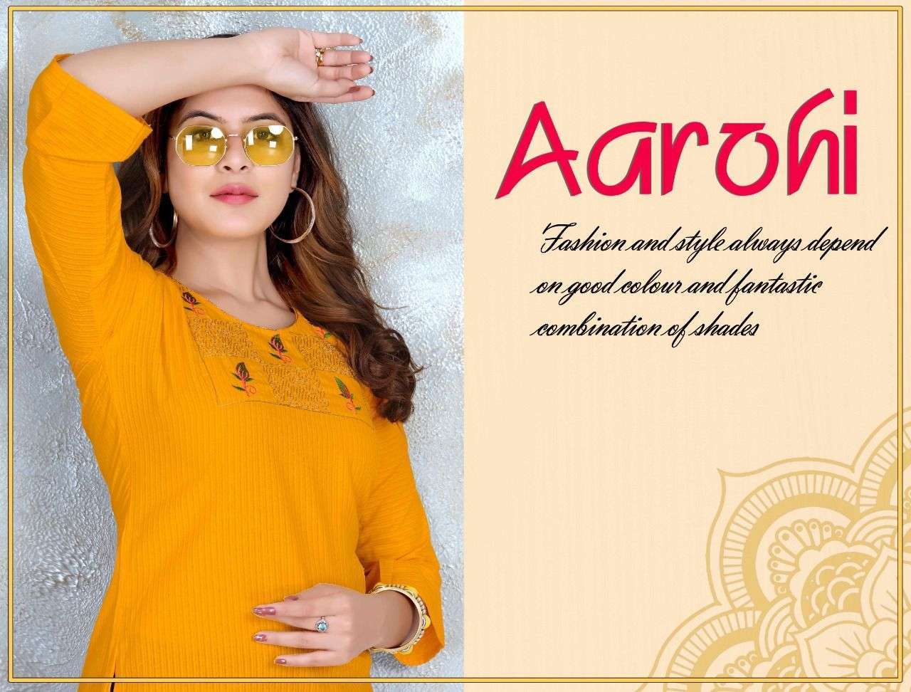 Beauty queen aarohi series 1001-1008 rayon doby embroidered kurti 