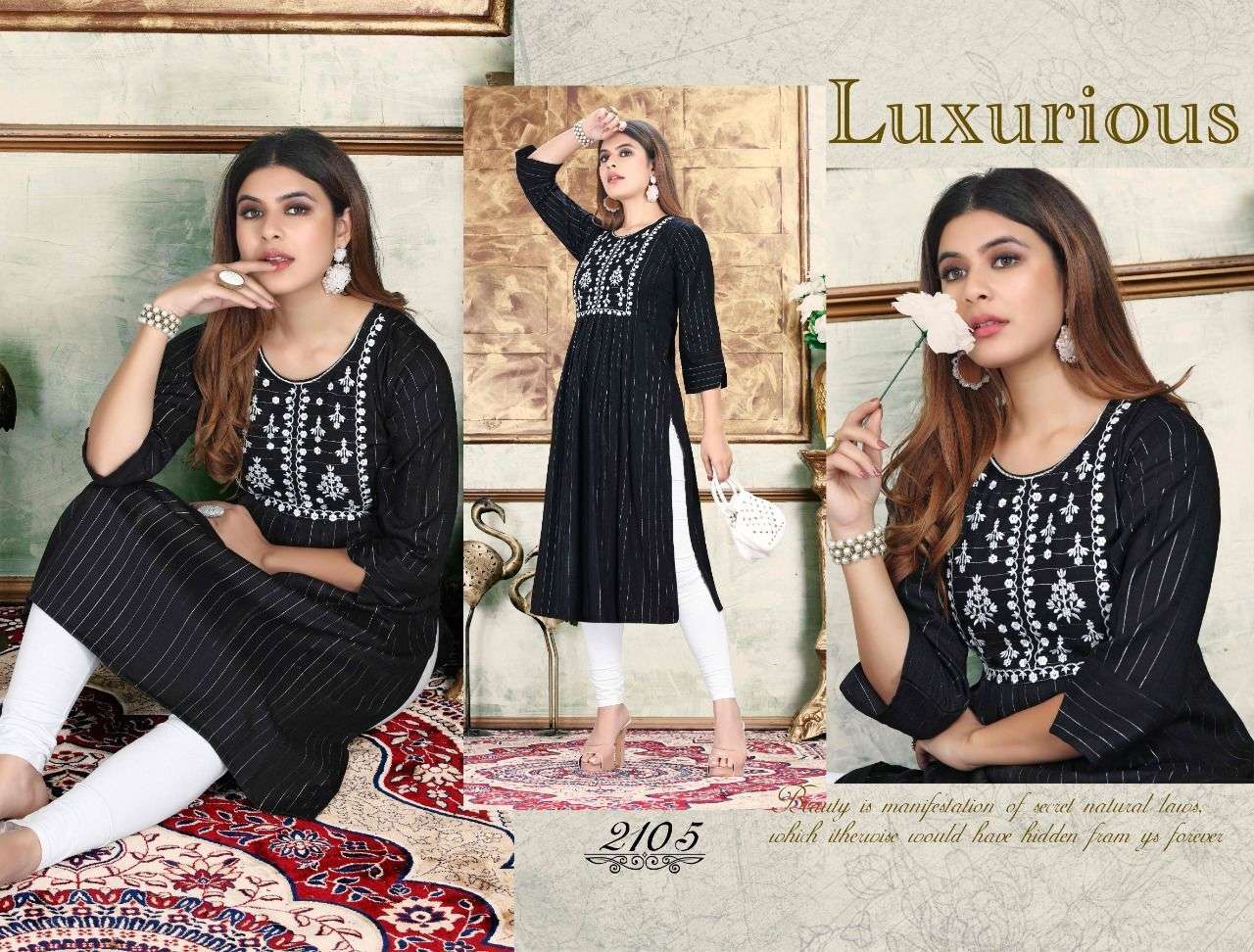 Beauty queen lucid series 2101-2108 heavy rayon lurex 14 kg kurti 