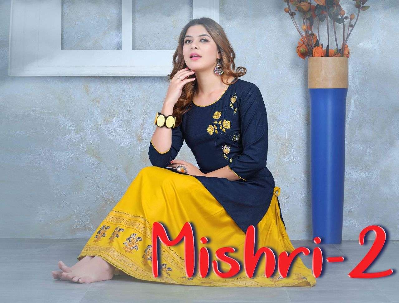 beauty queen mishri-2 series 001-008 17 kg Dobby Rayon kurti with skirt