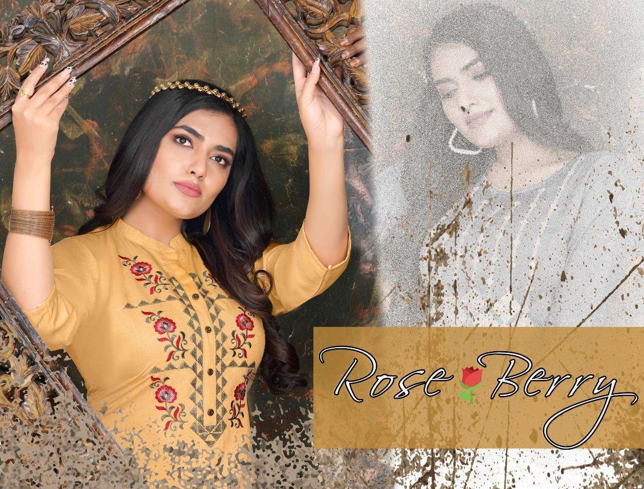 beauty queen rose berry series 501-508 14 kg cross rayon kurti 