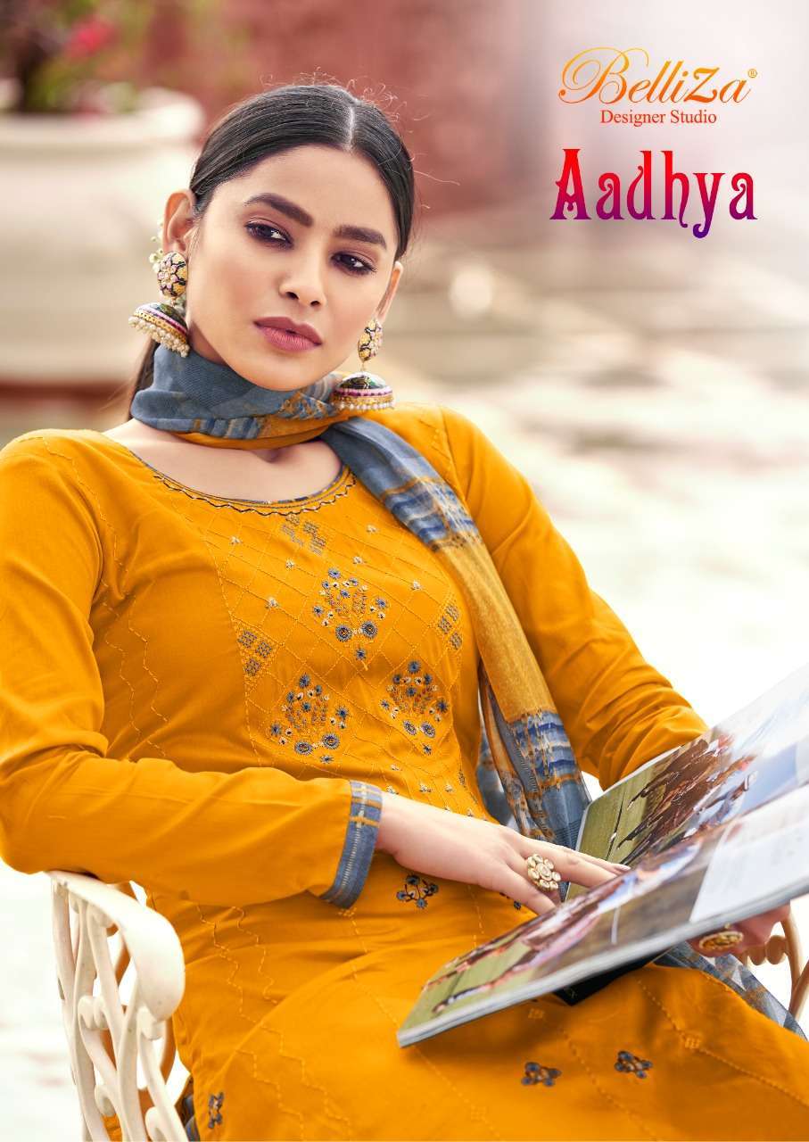Belliza aadhya series 586001-586010 pure heavy jam Cotton suit 