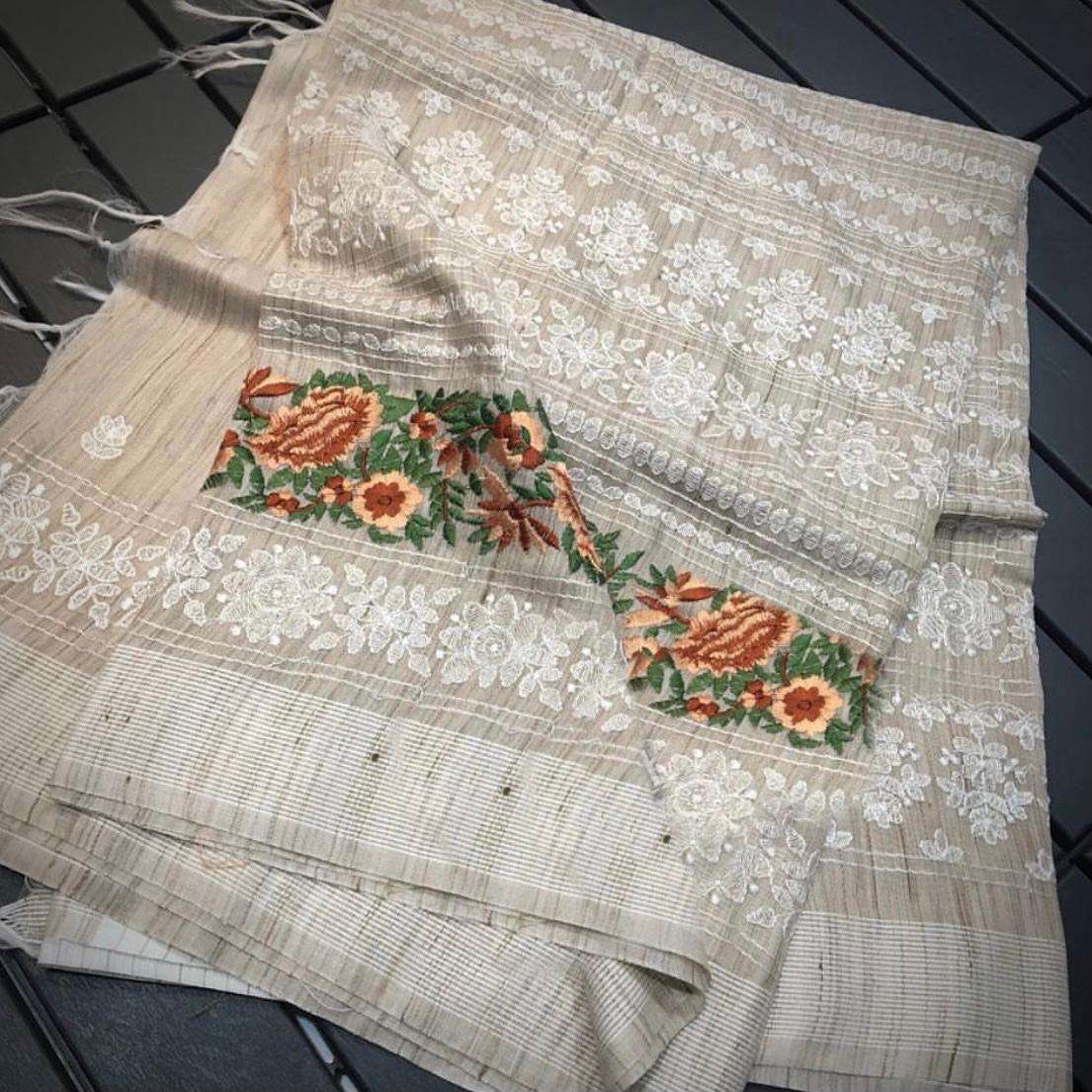 BT-10 DESIGNER PURE KHADI EMBROIDERED SAREE 