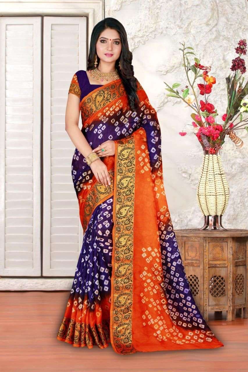 BT-14 BANDHANI SAREE DESIGNER ART SILK WITH ZARI WEAVING SAREE 