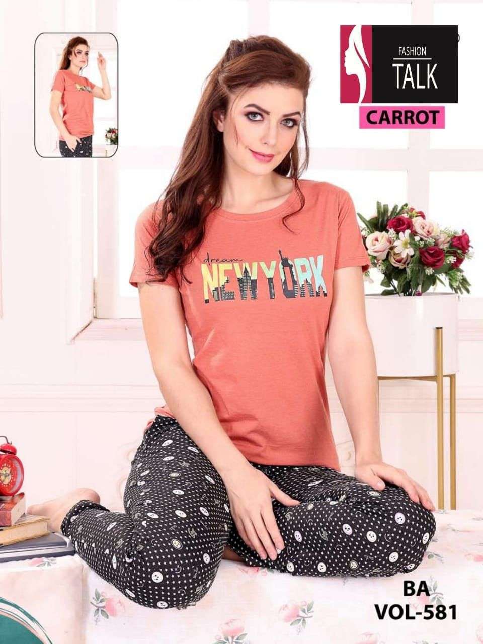 fashion talk carrot vol-581 Shinker Hosiery Cotton Night suits