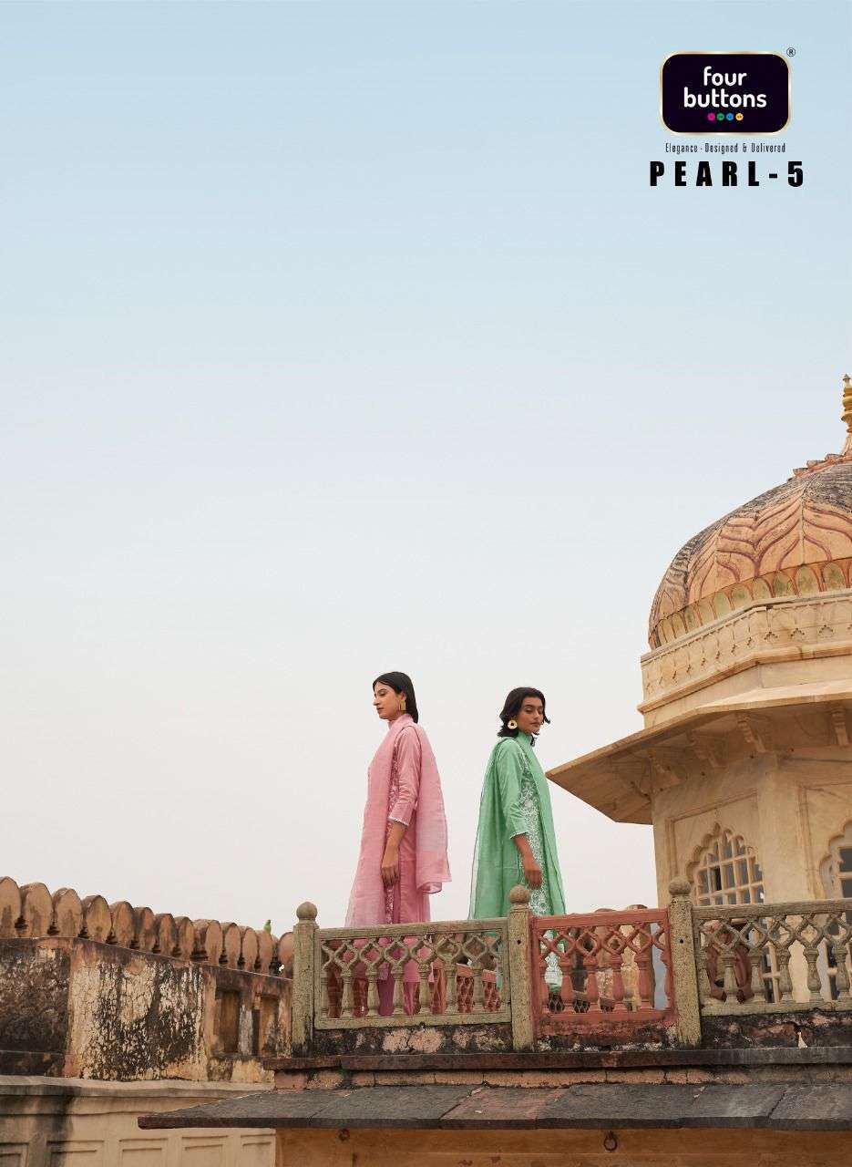 four buttons pearl vol 5 series 1771-1776 viscose chanderi readymade suit 