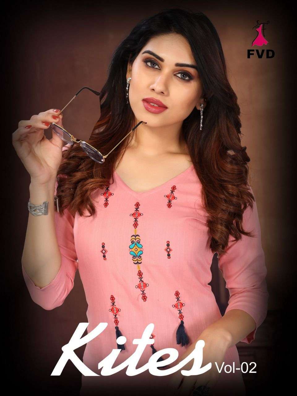 fvd kites vol 2 series 201-206 Tesla Rayon with Embroidery work kurti