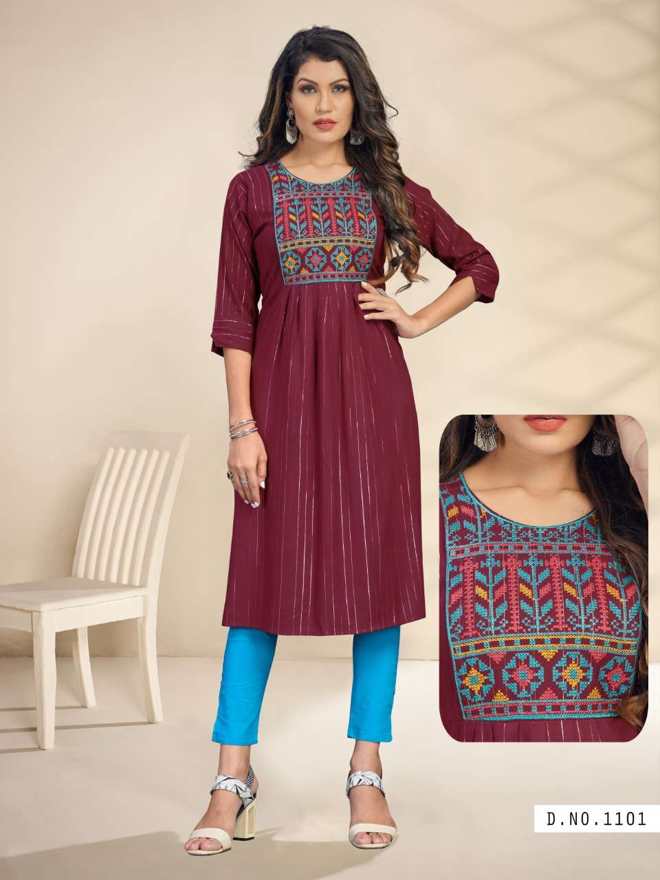 GOOD NEWWZ 3.0 DESIGNER RAYON LUREX KURTI 