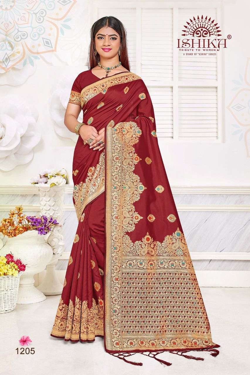 ishika sundari silk series 1201-1206 soft silk with jacquard saree