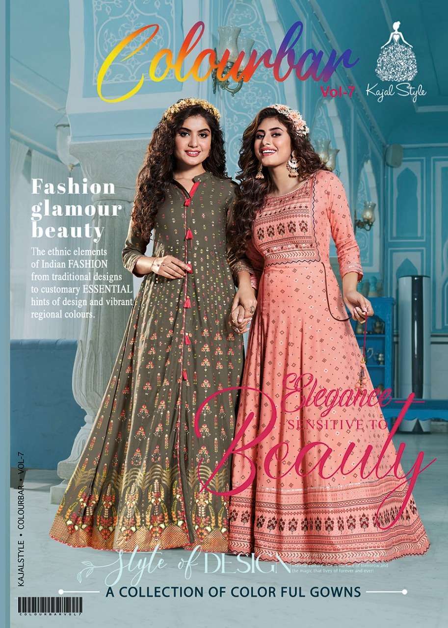kajal style fashion colorbar vol 7 series 7001-7010 heavy rayon kurti 