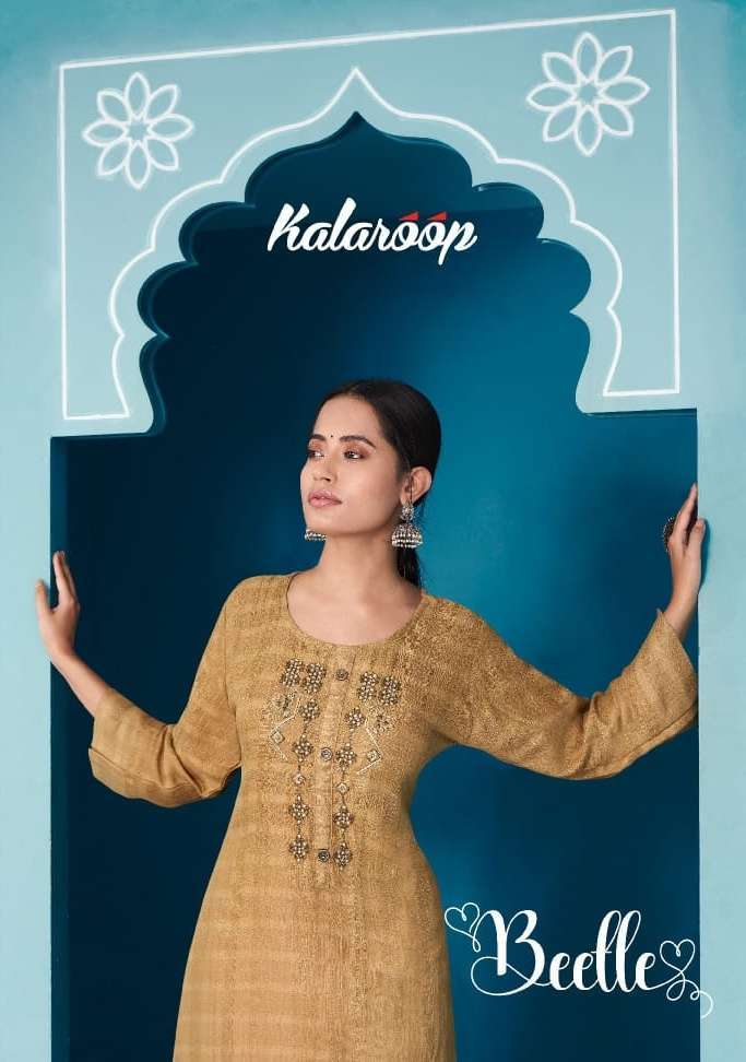 kalaroop beetle series 12963-12968 weaving heavy fancy rayon kurti 