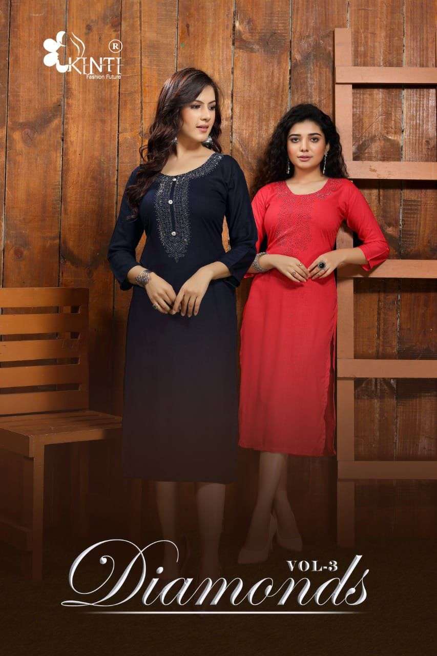 kinti diamonds vol 3 series 301-310 Rayon slub kurti 