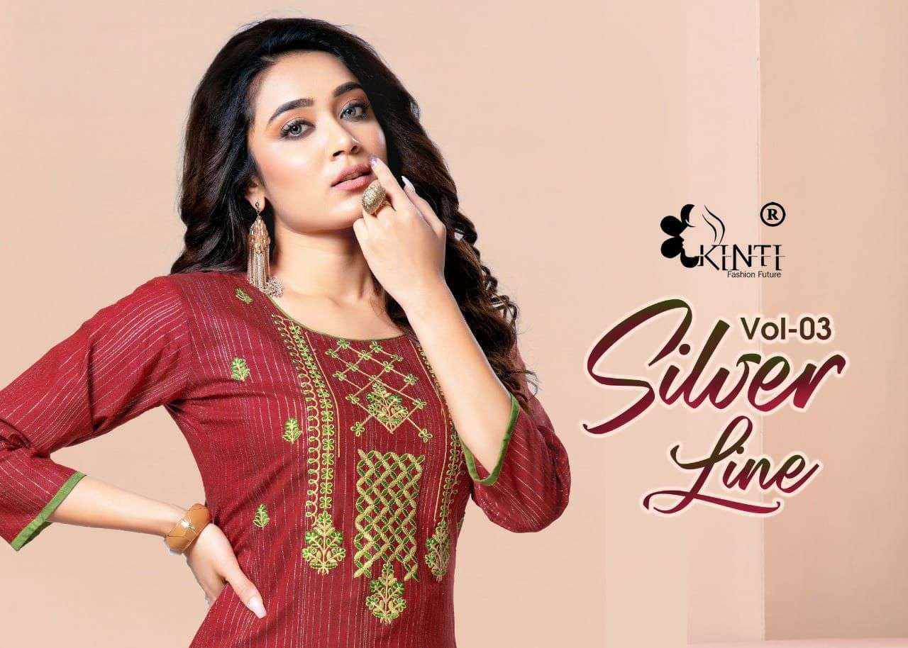 kinti silver line vol 3 series 301-310 Handloom Cotton Lurex kurti