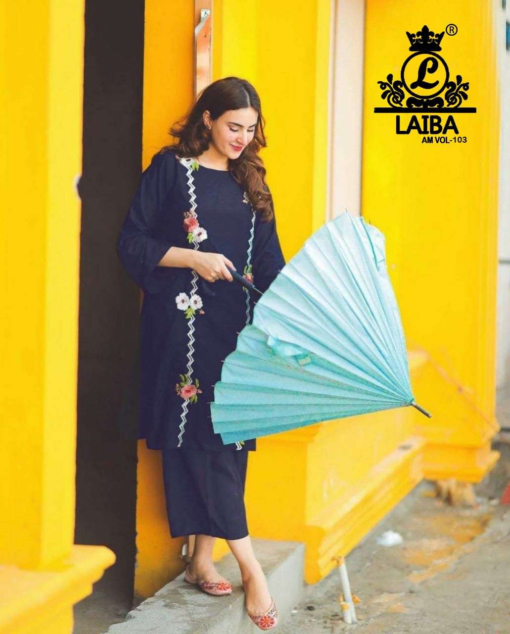 LAIBA AM VOL-103 DESIGNER PURE COTTON RAYON KURTI 