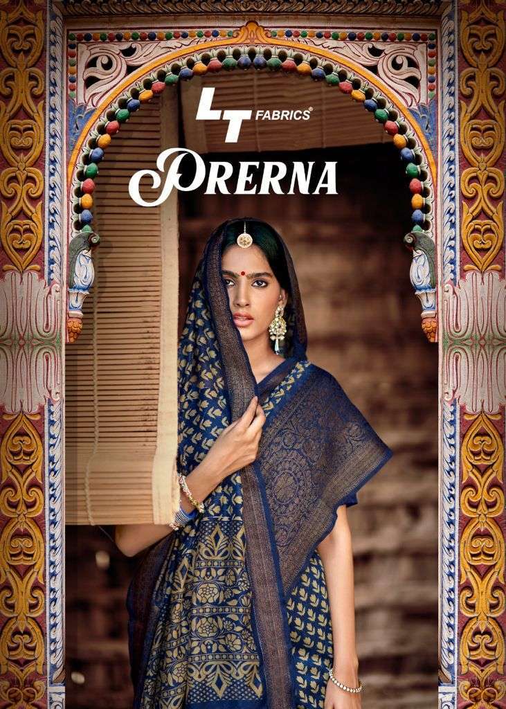 Lt fashions prerna vol-3 series 82001-82010 cotton silk with weavin border saree