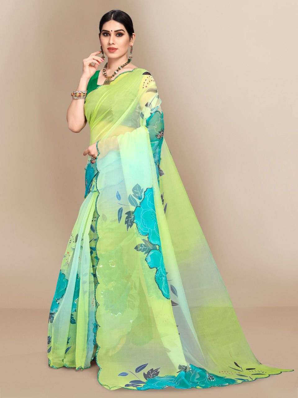 Marilyn2 sarees organza saree with banglory blouse