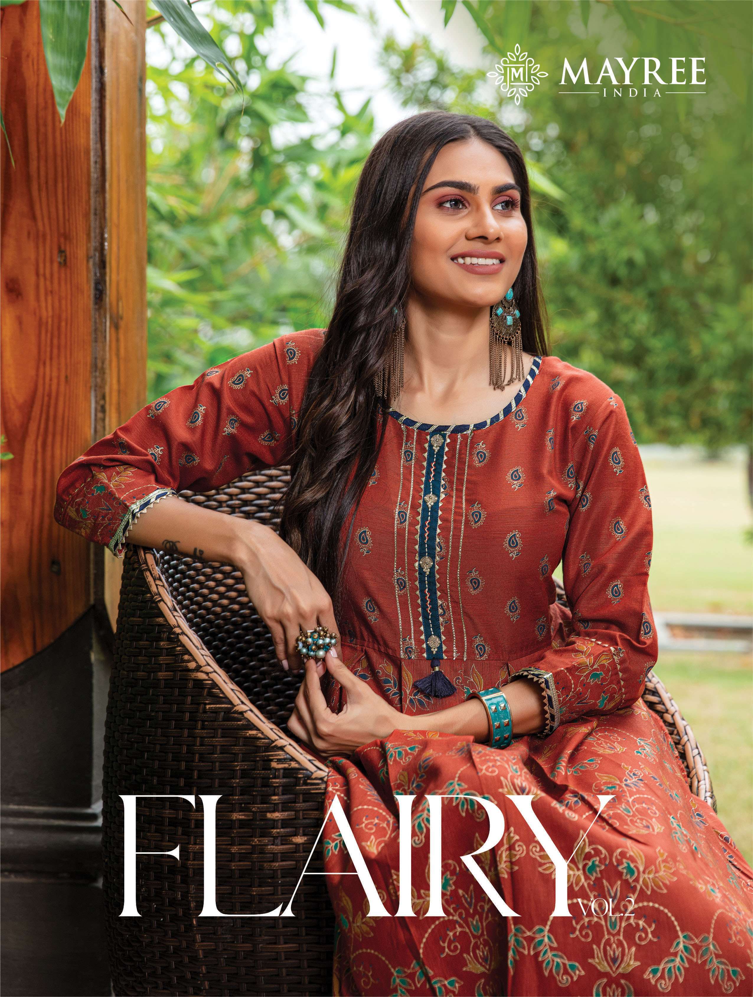 mayree india flairy vol 2 series 201-206 Heavy Silk gold print long floor gown