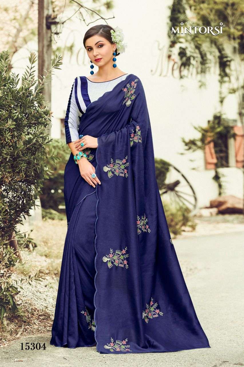 mintorsi garishma series 15301-15308 soft silk embroidery saree