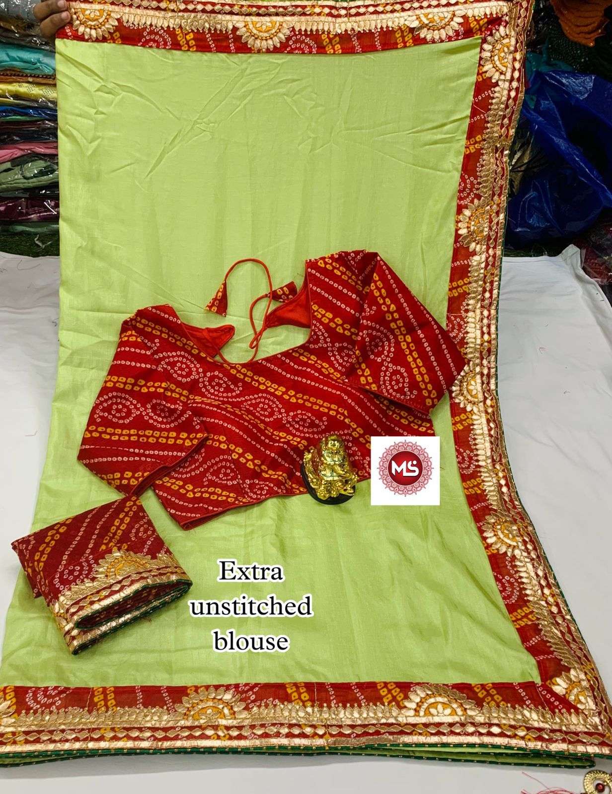 MS BRAND BANDHEJ GOTTA PATI DESIGNER PURE DOLA SILK SAREE 