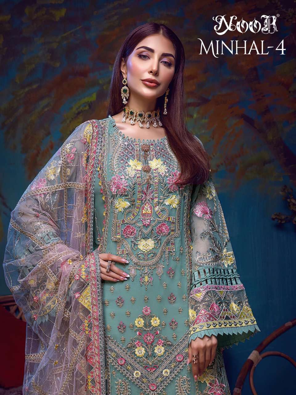 noor minhal vol 4 series 15003-15005 Georgette with Heavy Embroidery suit