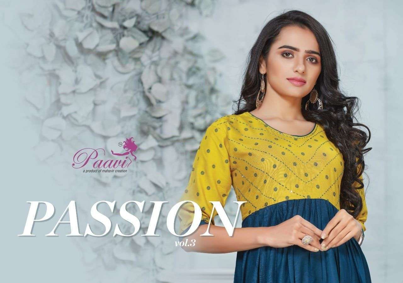 paavi passion 3 series 301-308 rayon print kurti 