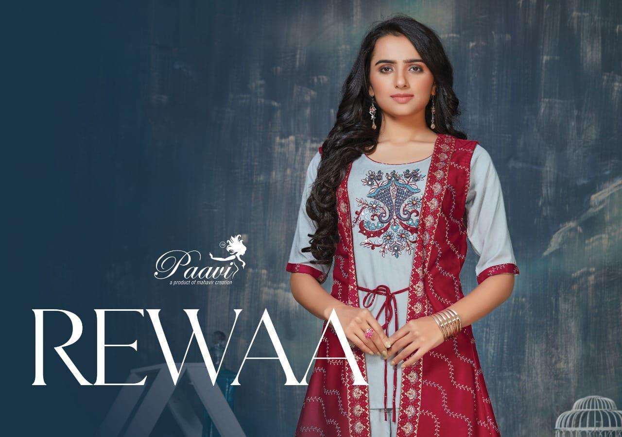 paavi reewa series 101-108 rayon print top with skirt