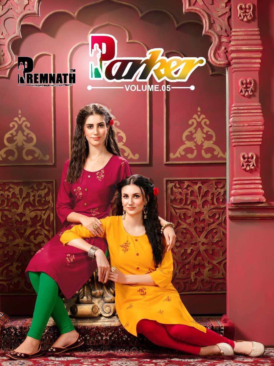 premnath parker vol 5 series 5001-5008 14 kg rayon kurti 