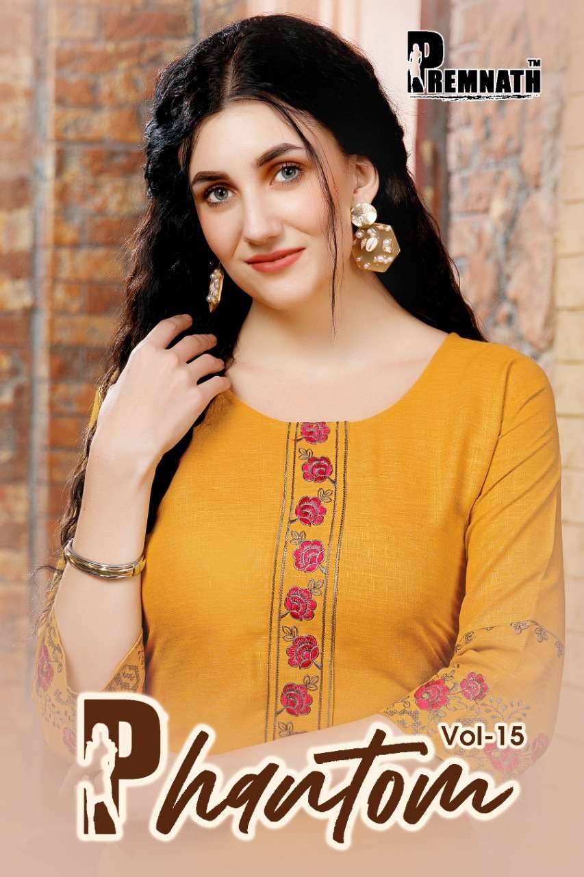 premnath phantom vol 15 series 1501-1506 Rayon Liquid Slub kurti