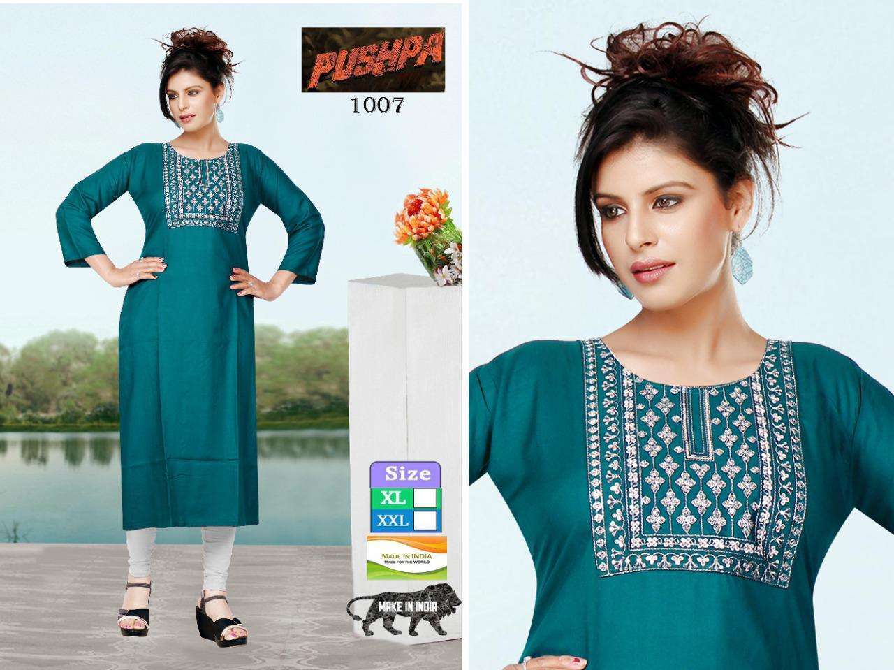 pushpa series 1001-1008 14kg heavy rayon sequence work kurti 