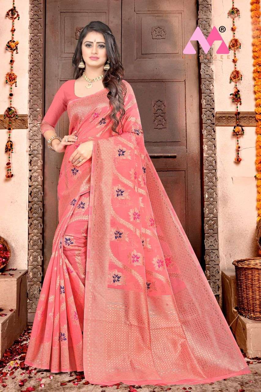 Raja Chanderi fancy Chanderi Cotton saree with blouse 