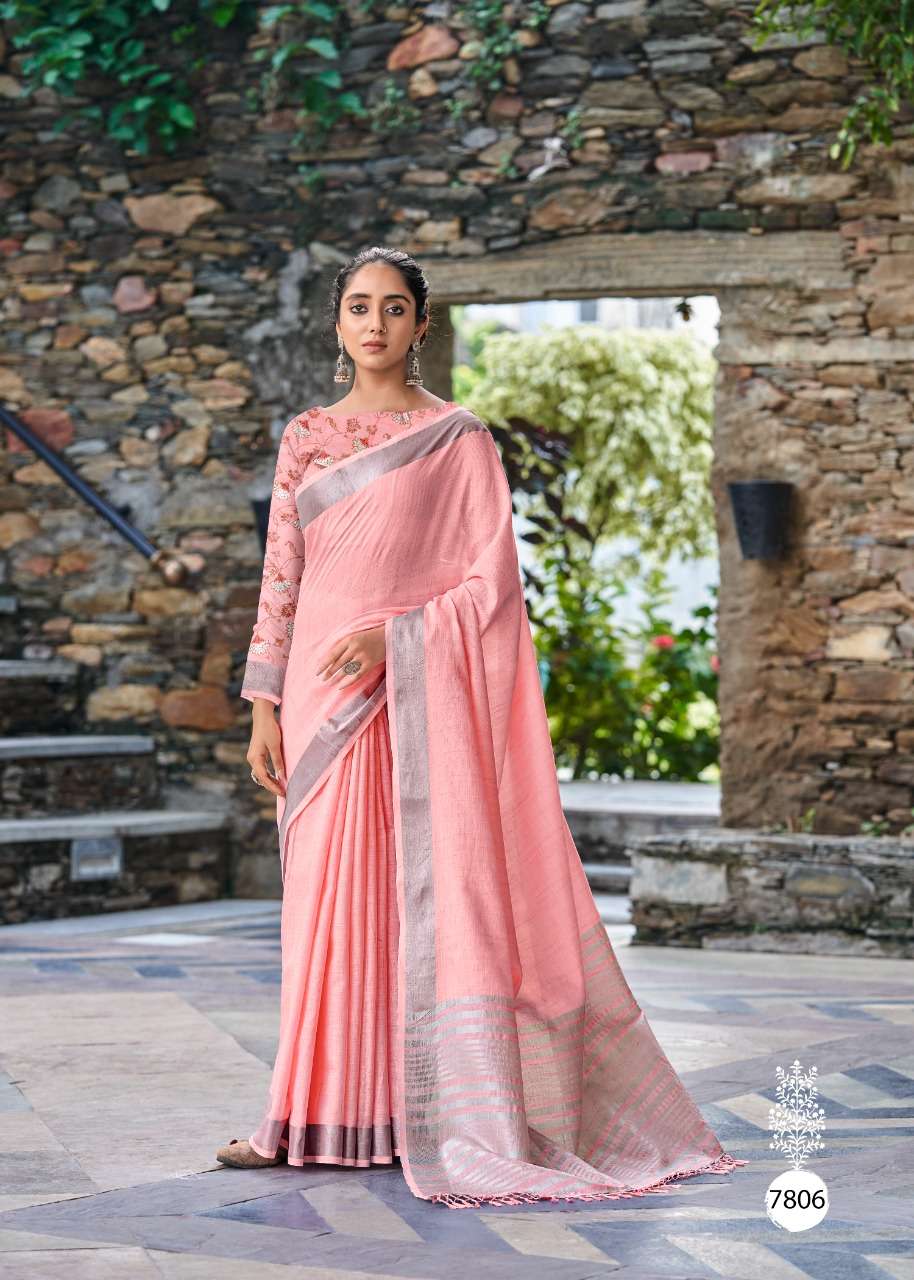 RAJYOG ANOKHI DESIGNER SOFT LINEN SAREE 