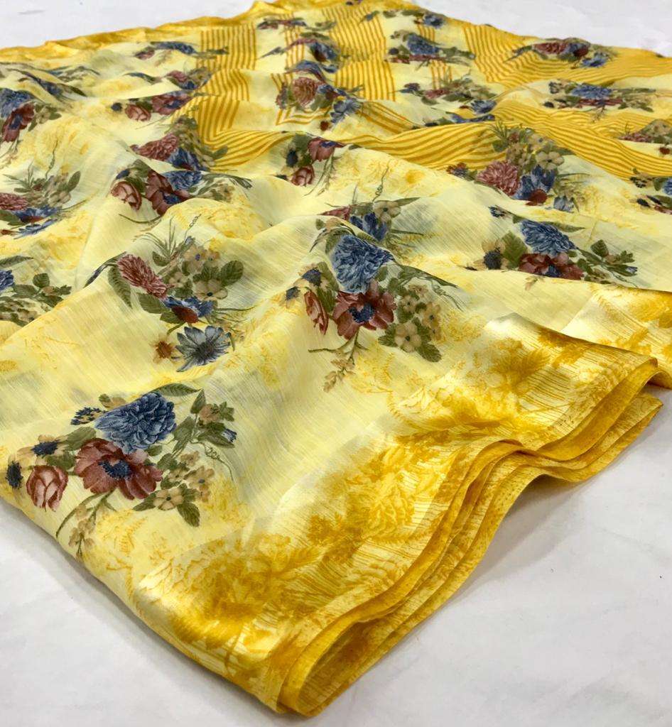 rajyog flory silk soft linen sarees best rate for shop
