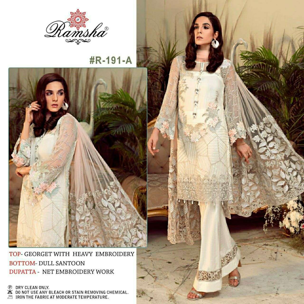 ramsha 191 nx georgette embroidery work pakistani suit 