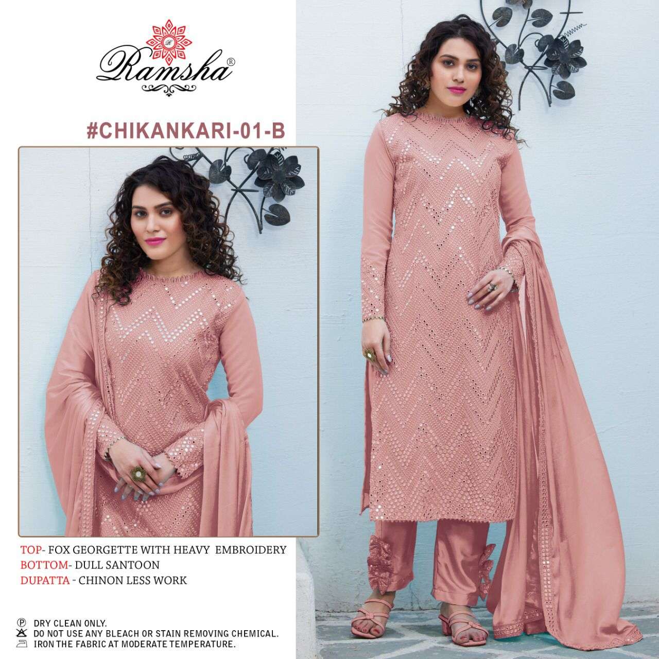 RAMSHA CHIKANKARI-01 NX DESIGNER GEORGETTE SUIT 