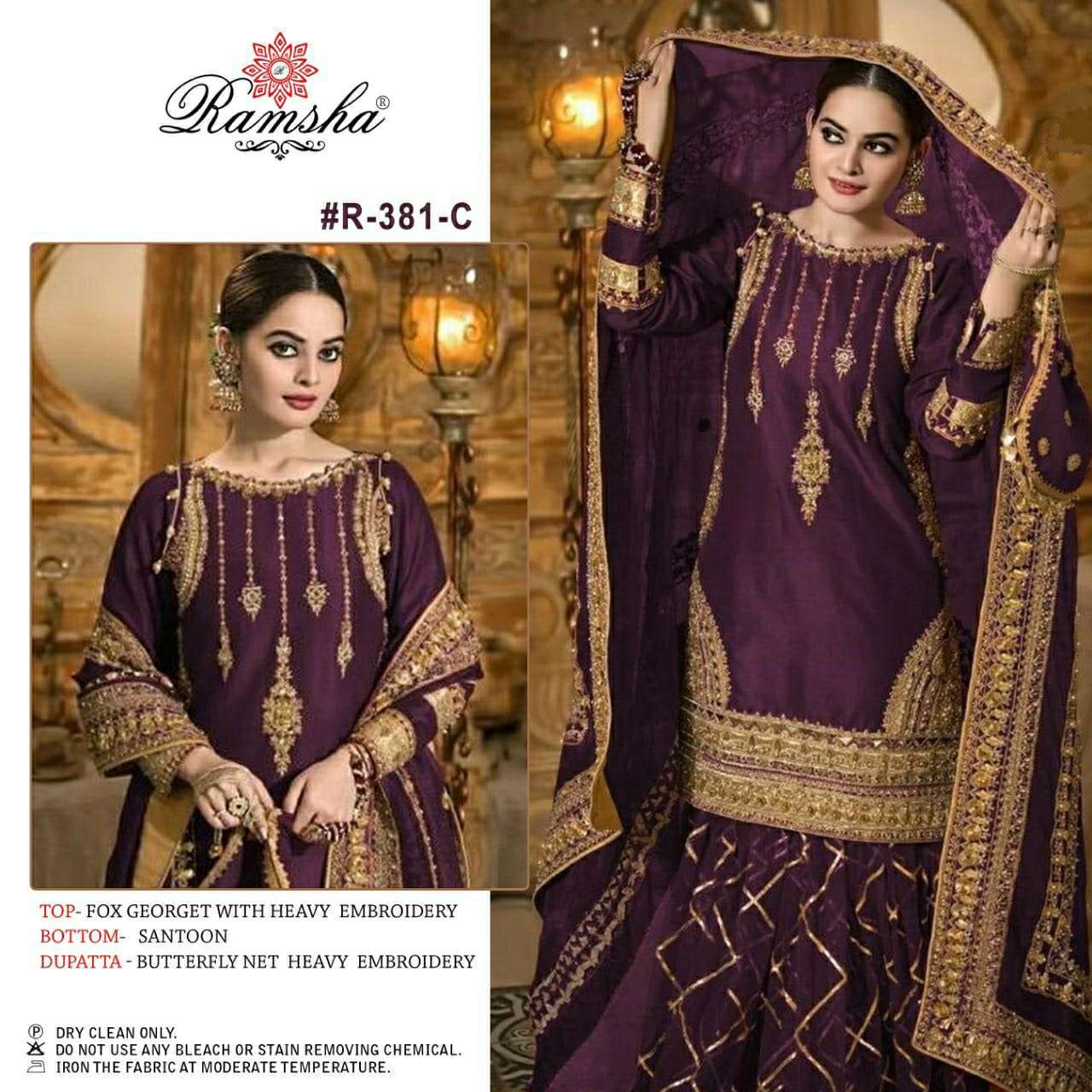 ramsha r-381 new colors georgette with heavy embroidery suit 
