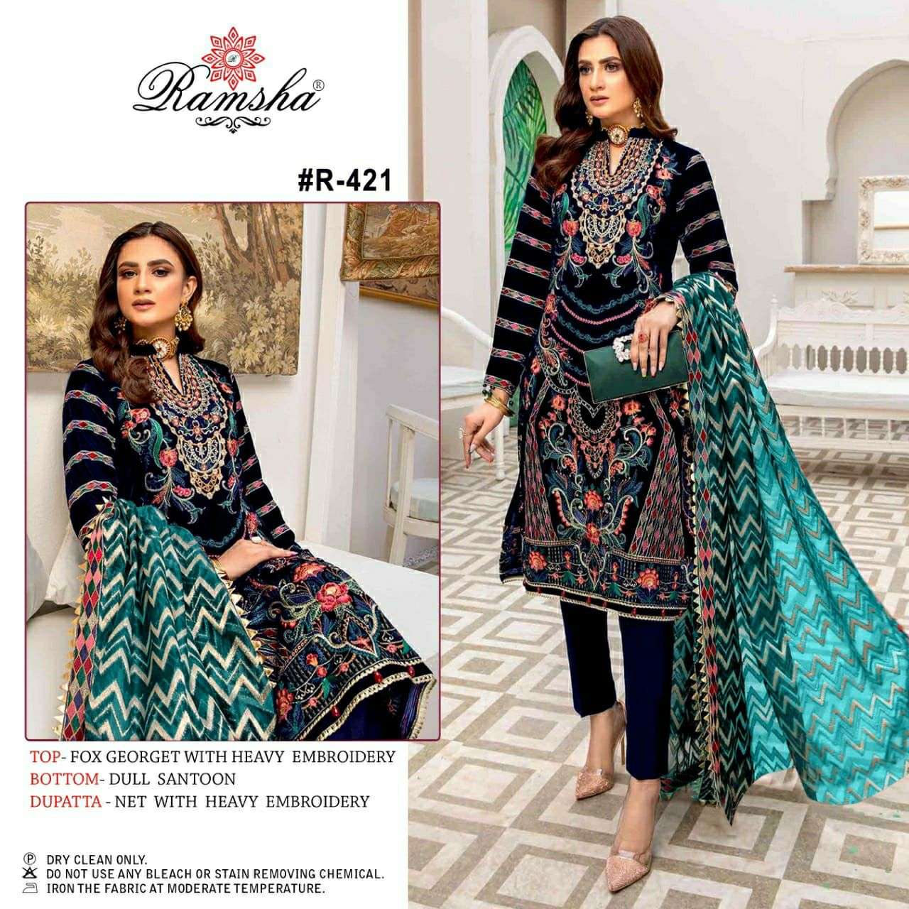 RAMSHA R-421 DESIGNER GEORGETTE SUIT 