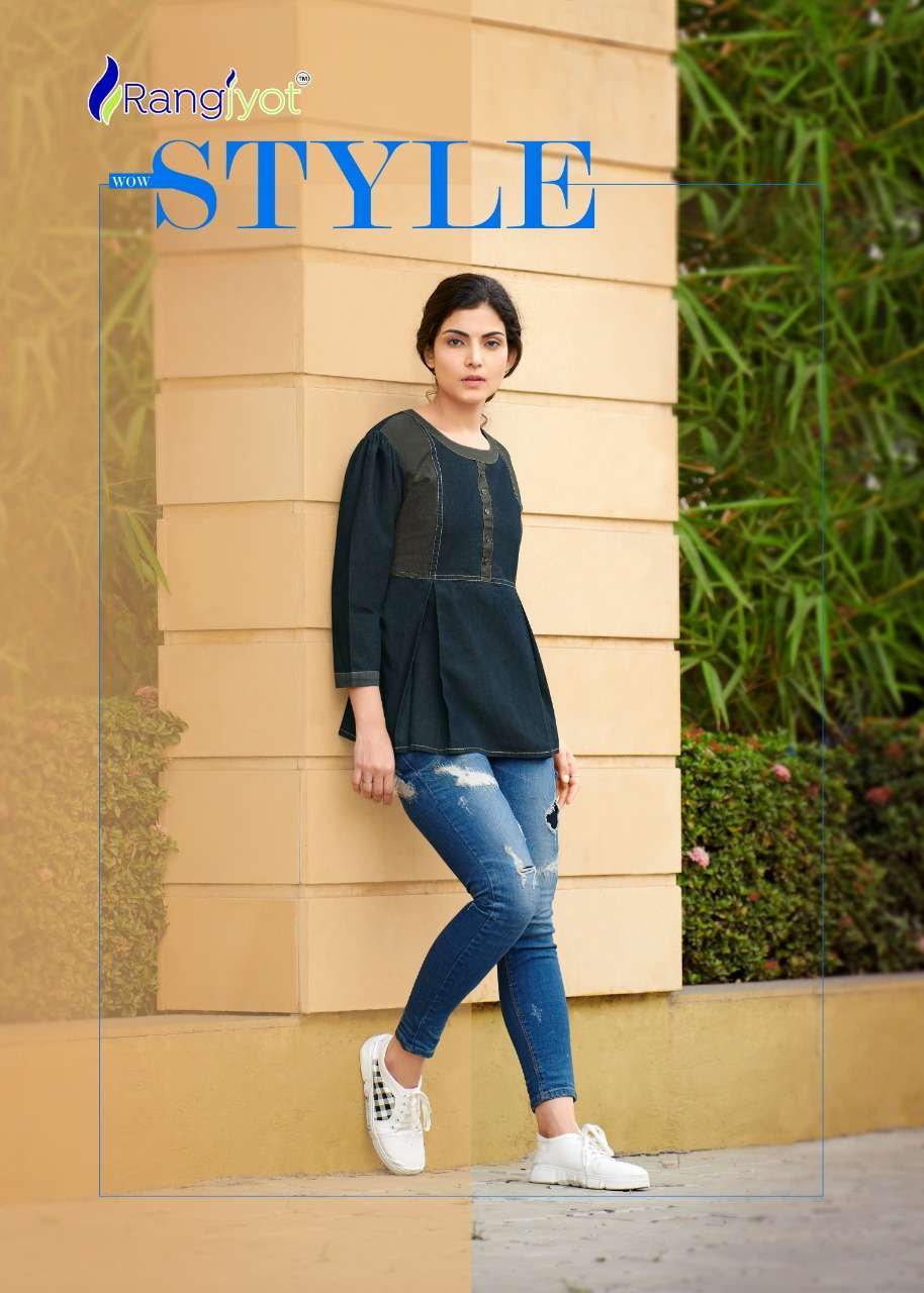 rangjyot style series 8001-8008 pure denim short top style kurti 