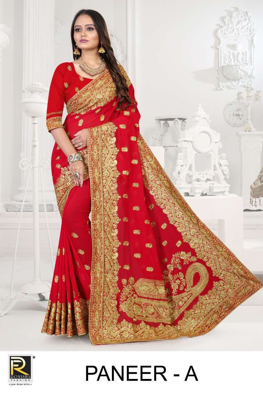 ranjna saree paneer 60 gm blooming georgette embroidery saree