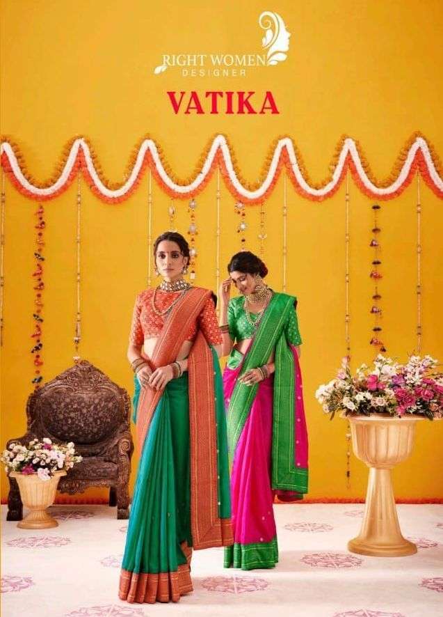 right women designer vatika series 81561-81568 fancy two tone saree